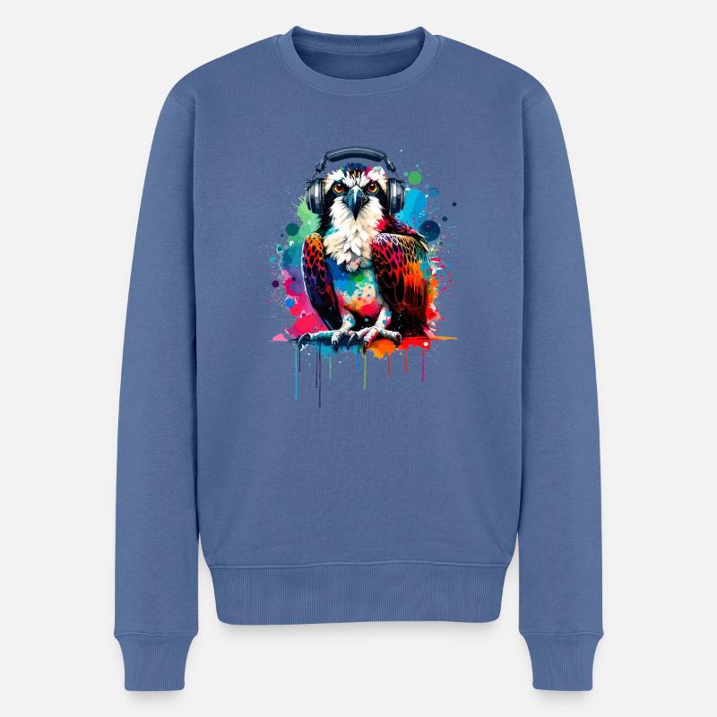 Splash Art Kopfhörer Osprey Sea Hawk Fischadler - Männer Premium Bio Pullover - Taubenblau