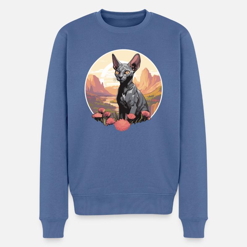 Cornish Rex Kätzchen Cornish Rex Katze - Männer Premium Bio Pullover - Taubenblau
