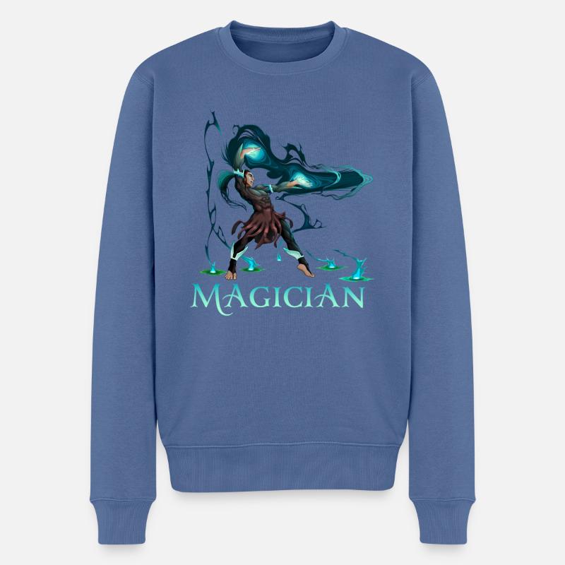 Zauberer - Männer Premium Bio Pullover - Taubenblau