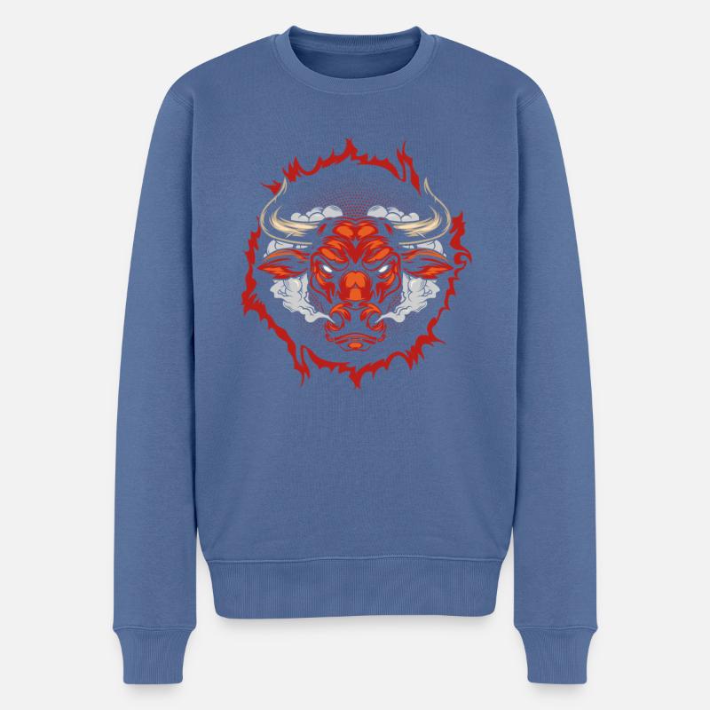 Wütender Stier - Männer Premium Bio Pullover - Taubenblau
