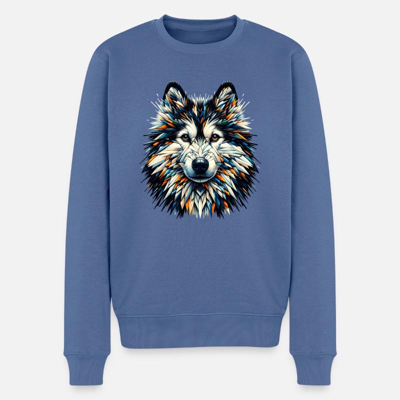 Polygon Art Kanadischer Eskimohund Kanadischer Eskimo - Männer Premium Bio Pullover - Taubenblau