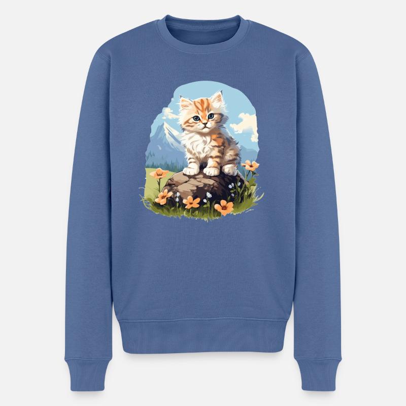 Cymric Kitten Cymric Cat - Pull Premium bio Homme - bleu pigeon