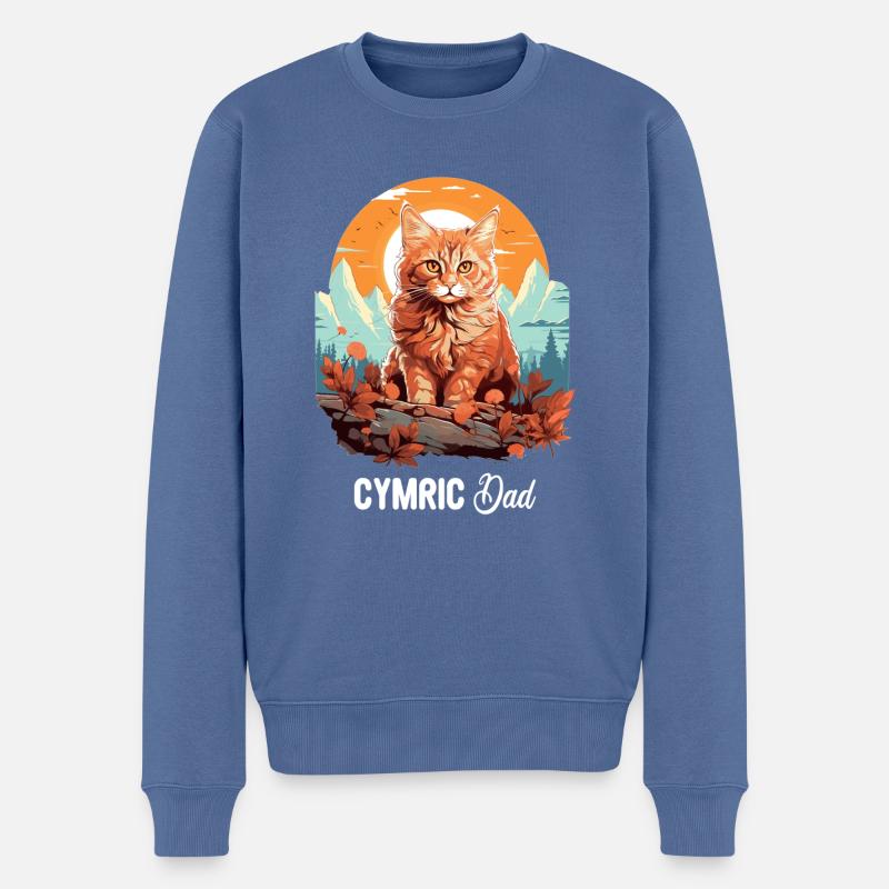 Cymric Kitten Cymric Cat - Pull Premium bio Homme - bleu pigeon