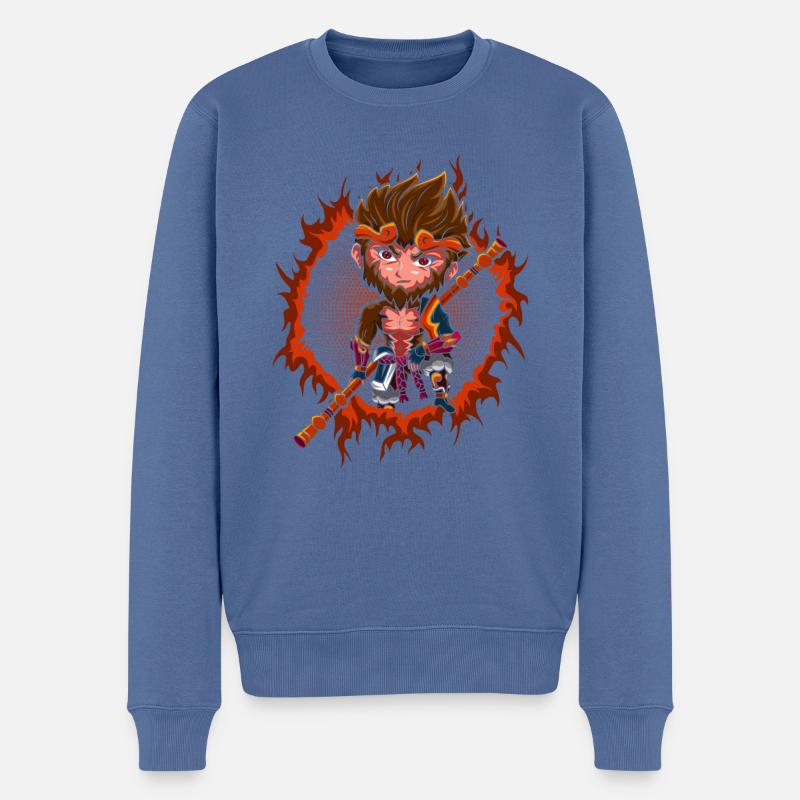 Roi des singes Chibi - Pull Premium bio Homme - bleu pigeon