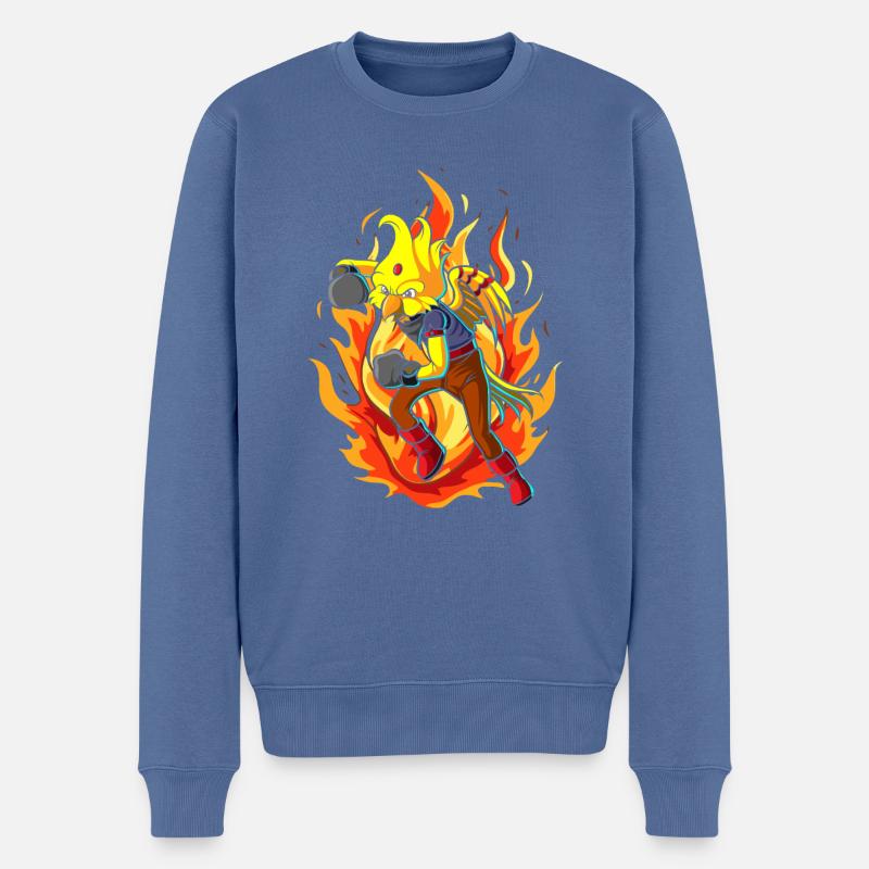 Der Boxende Paradiesvogel - Männer Premium Bio Pullover - Taubenblau