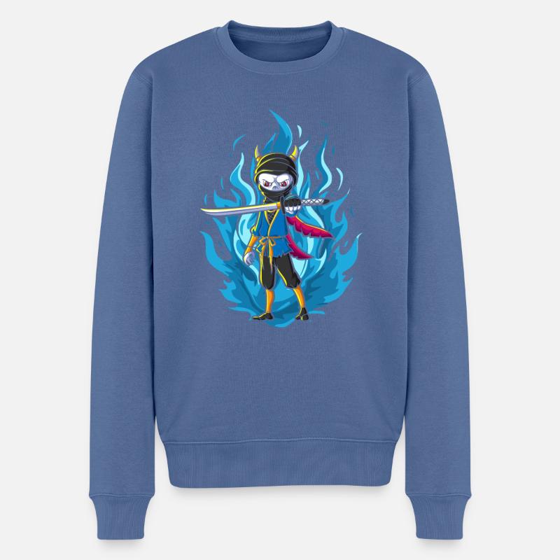 Der Grim mit dem Schwert - Männer Premium Bio Pullover - Taubenblau