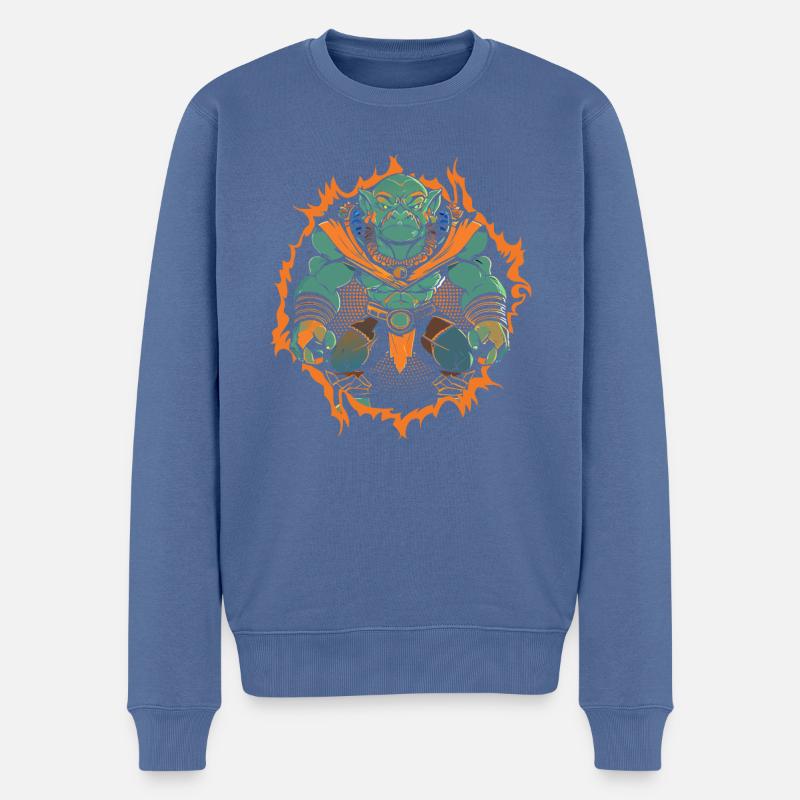 Gieriger Goblin Oni - Männer Premium Bio Pullover - Taubenblau