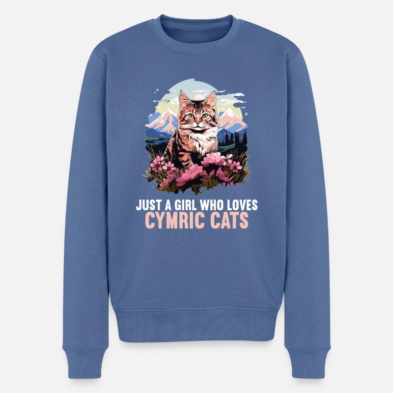 Cymric Kitten Cymric Cat - Pull Premium bio Homme - bleu pigeon