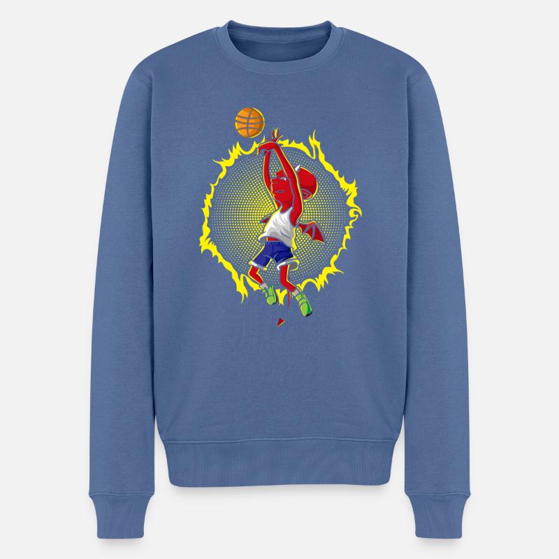 Le diable joue au basket-ball - Pull Premium bio Homme - bleu pigeon