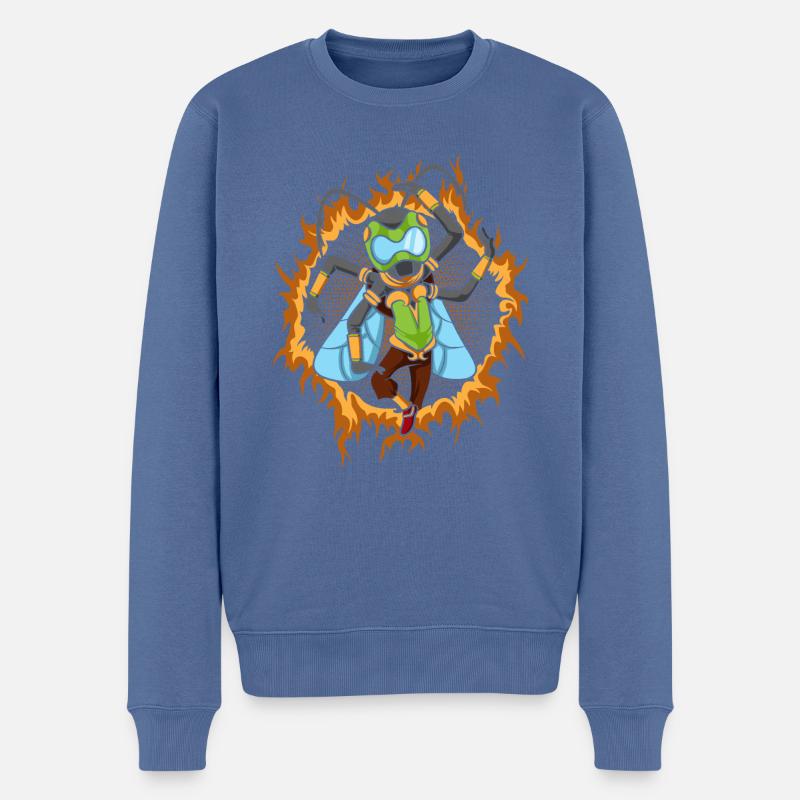 Der Kriegerfliege - Männer Premium Bio Pullover - Taubenblau