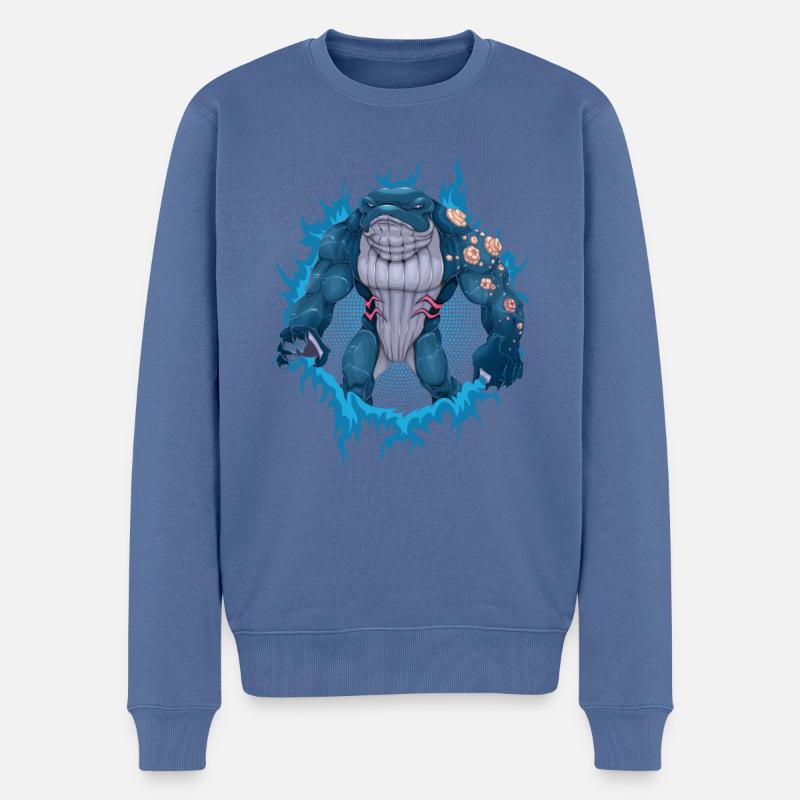 Wal-Mutant mit Halbton-Hintergrund - Männer Premium Bio Pullover - Taubenblau