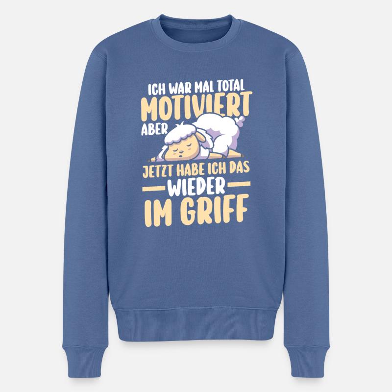 Ich War Mal Total Motiviert Schaf - Männer Premium Bio Pullover - Taubenblau