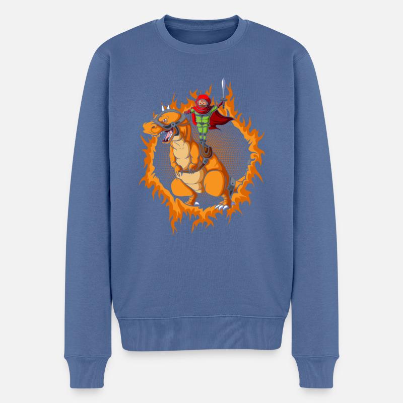 L’assassin avec le Tyrannosaurus Rex - Pull Premium bio Homme - bleu pigeon
