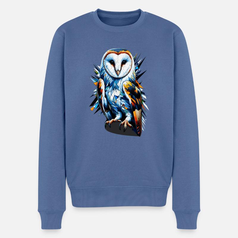 Polygon Art Schleiereule Eulen - Männer Premium Bio Pullover - Taubenblau