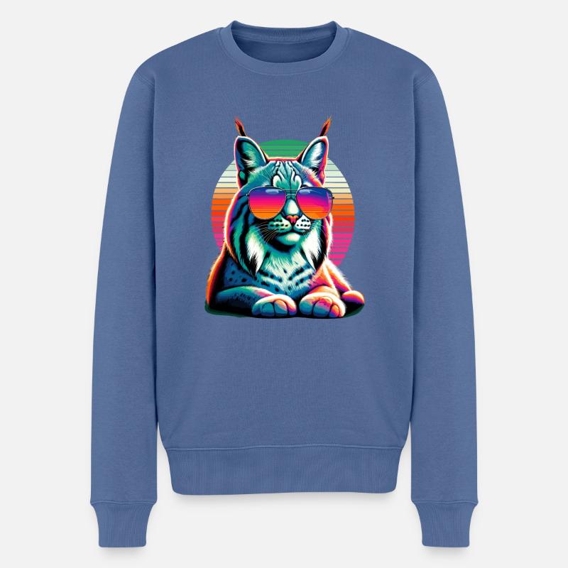 Retro Sunset Sonnenbrille Bobcat Lynx Bobcats - Männer Premium Bio Pullover - Taubenblau
