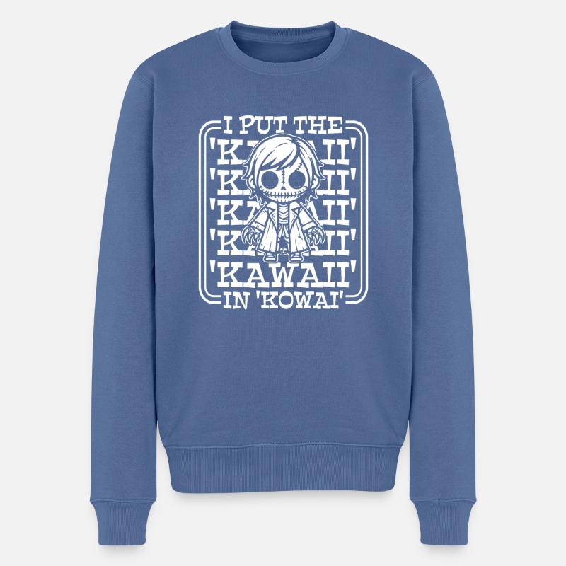 Anime Manga Effrayant Mignon - Pull Premium bio Homme - bleu pigeon