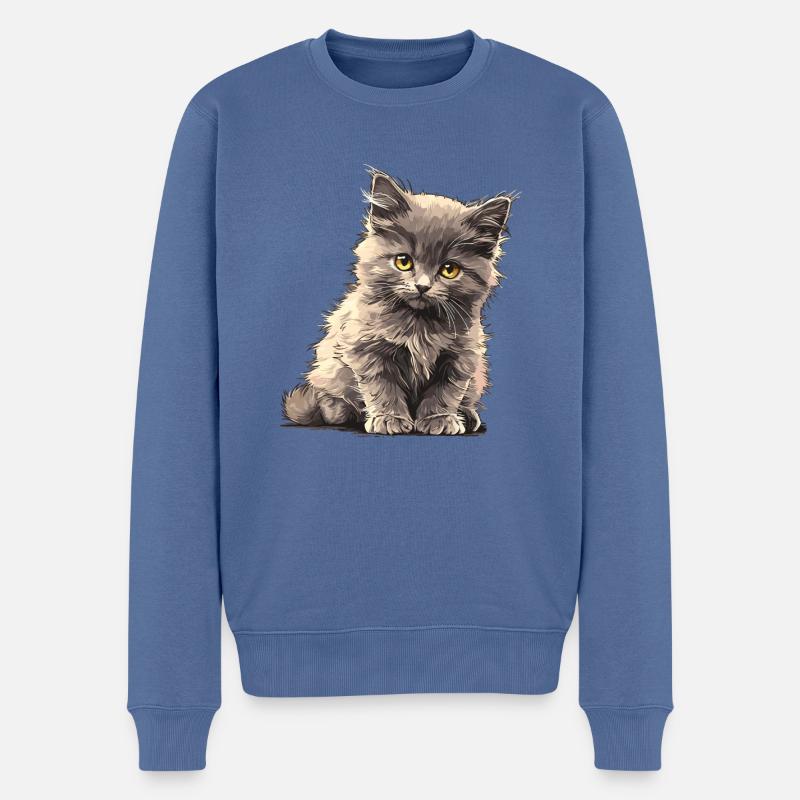 Nebelung Kätzchen Nebelung Katze - Männer Premium Bio Pullover - Taubenblau
