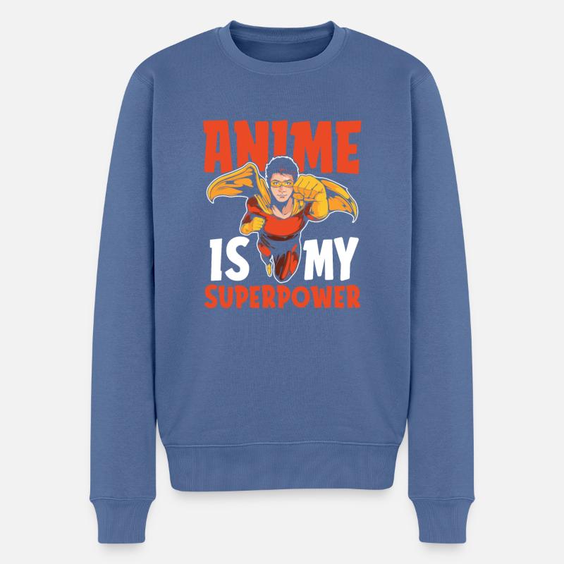 Anime Manga - Männer Premium Bio Pullover - Taubenblau