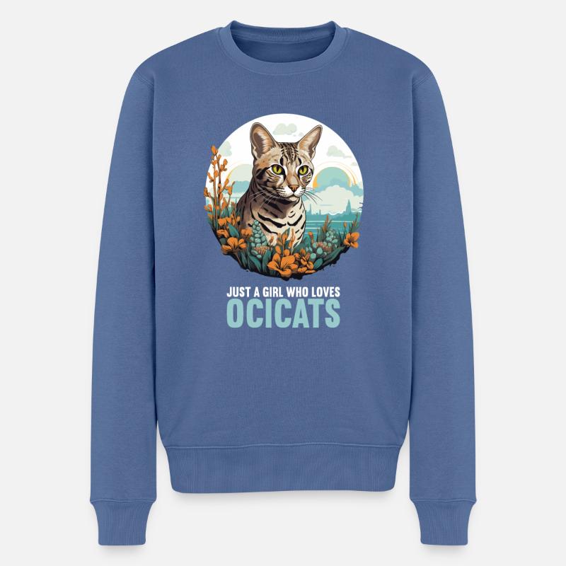 Ocicat Chaton Ocicat Chat - Pull Premium bio Homme - bleu pigeon