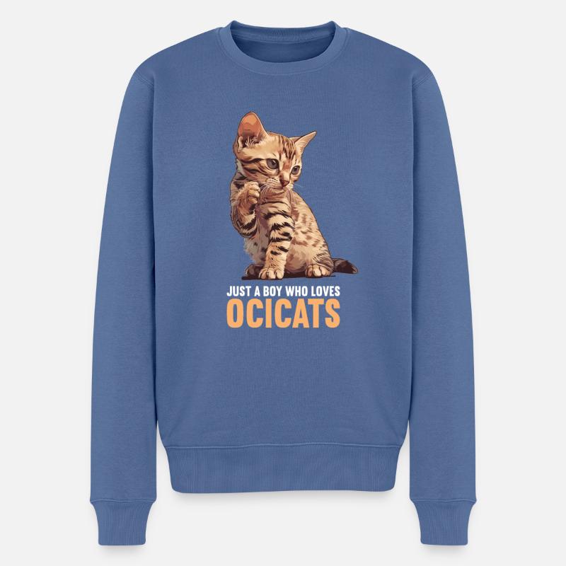 Ocicat Chaton Ocicat Chat - Pull Premium bio Homme - bleu pigeon