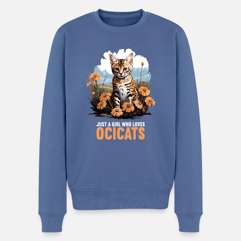 Ocicat Chaton Ocicat Chat - Pull Premium bio Homme - bleu pigeon