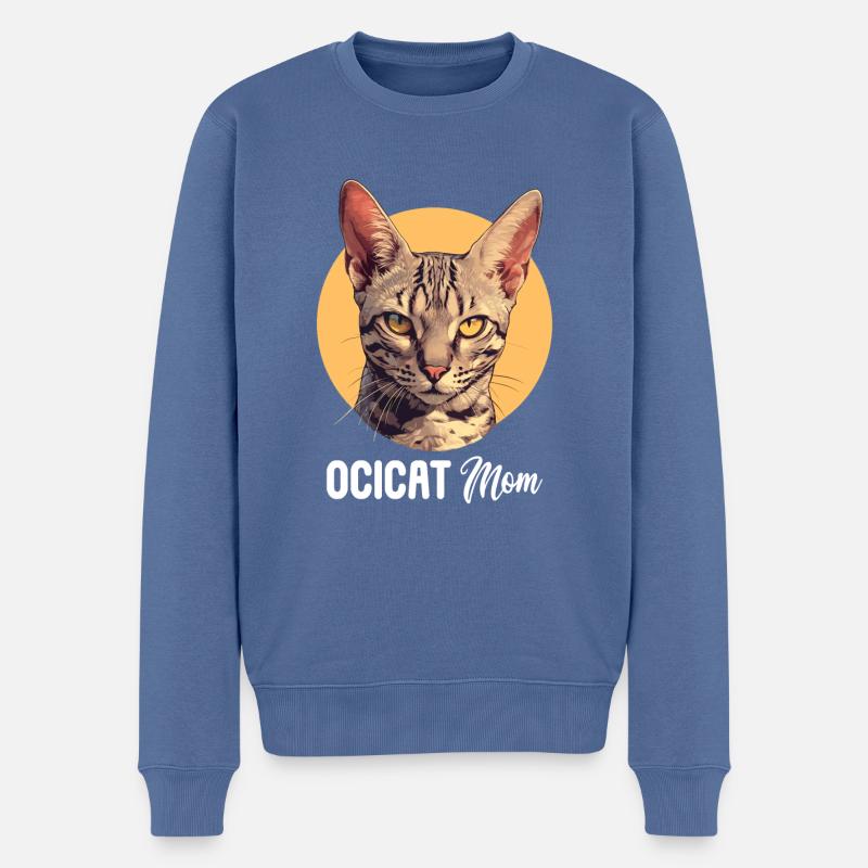 Ocicat Chaton Ocicat Chat - Pull Premium bio Homme - bleu pigeon