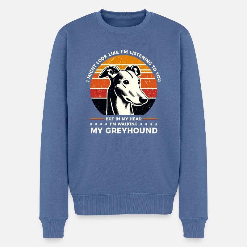 J’ai peut-être l’air de t’écouter, Greyhound - Pull Premium bio Homme - bleu pigeon
