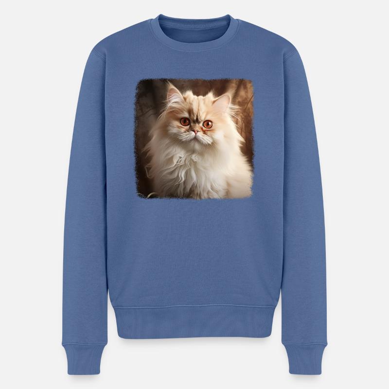 Chat persan Perserkatze - Pull Premium bio Homme - bleu pigeon
