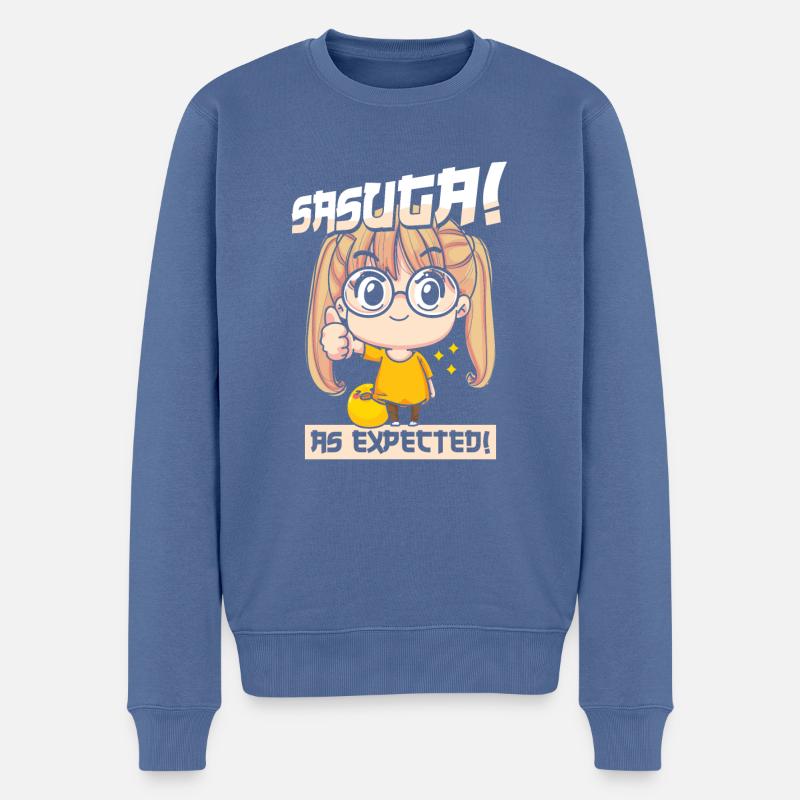 Anime Manga Compliment - Pull Premium bio Homme - bleu pigeon
