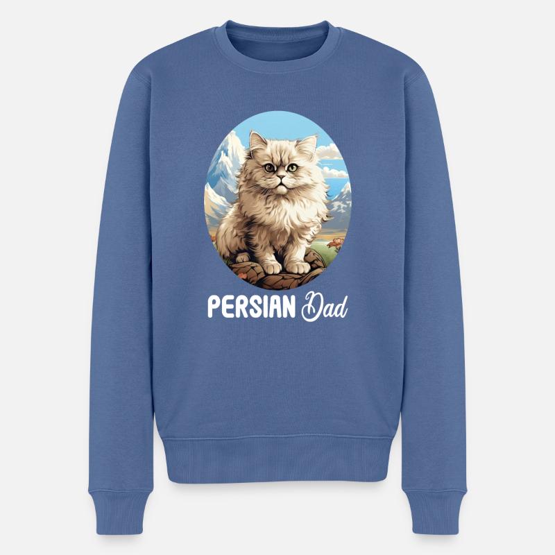 Chat persan Perserkatze - Pull Premium bio Homme - bleu pigeon