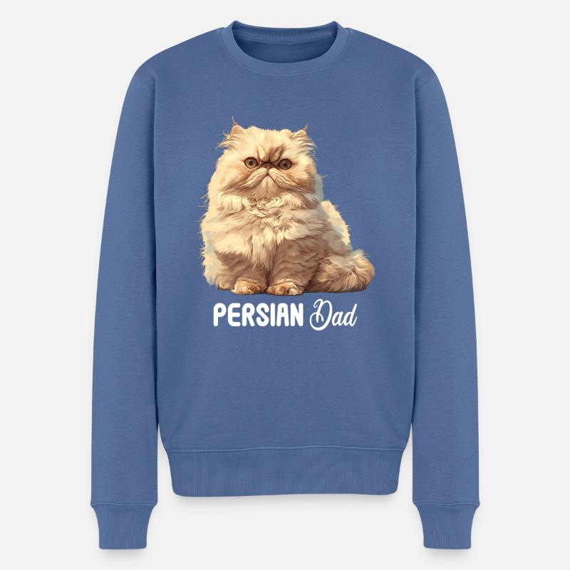 Chat persan Perserkatze - Pull Premium bio Homme - bleu pigeon