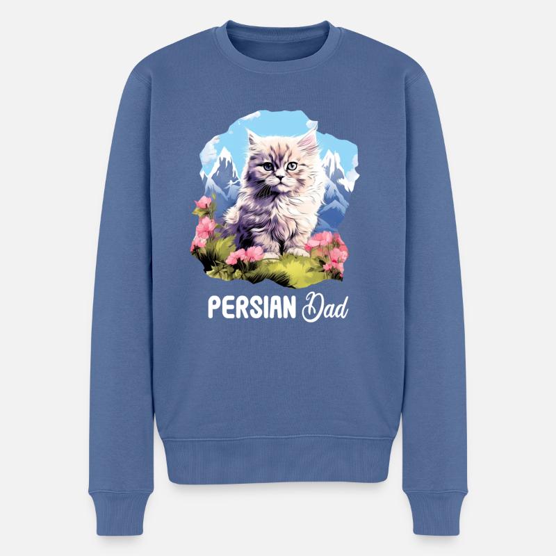 Chat persan Perserkatze - Pull Premium bio Homme - bleu pigeon
