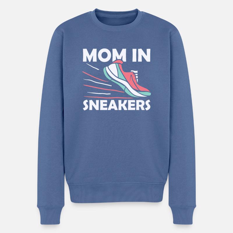 Mama Mutter Laufschuhe - Männer Premium Bio Pullover - Taubenblau