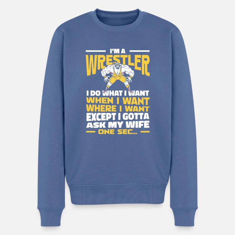 Wrestling Wrestler - Männer Premium Bio Pullover - Taubenblau