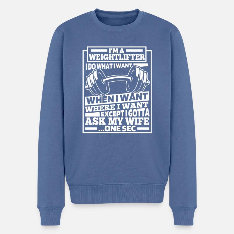 Gewichtheben Gewichtheber Lustig - Männer Premium Bio Pullover - Taubenblau
