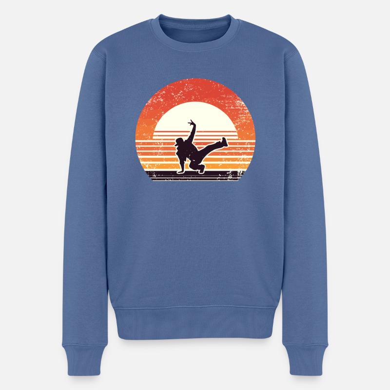 Retro Sunset Dancing Dance Dancer - Men's Premium Organic Jumper - stone blue