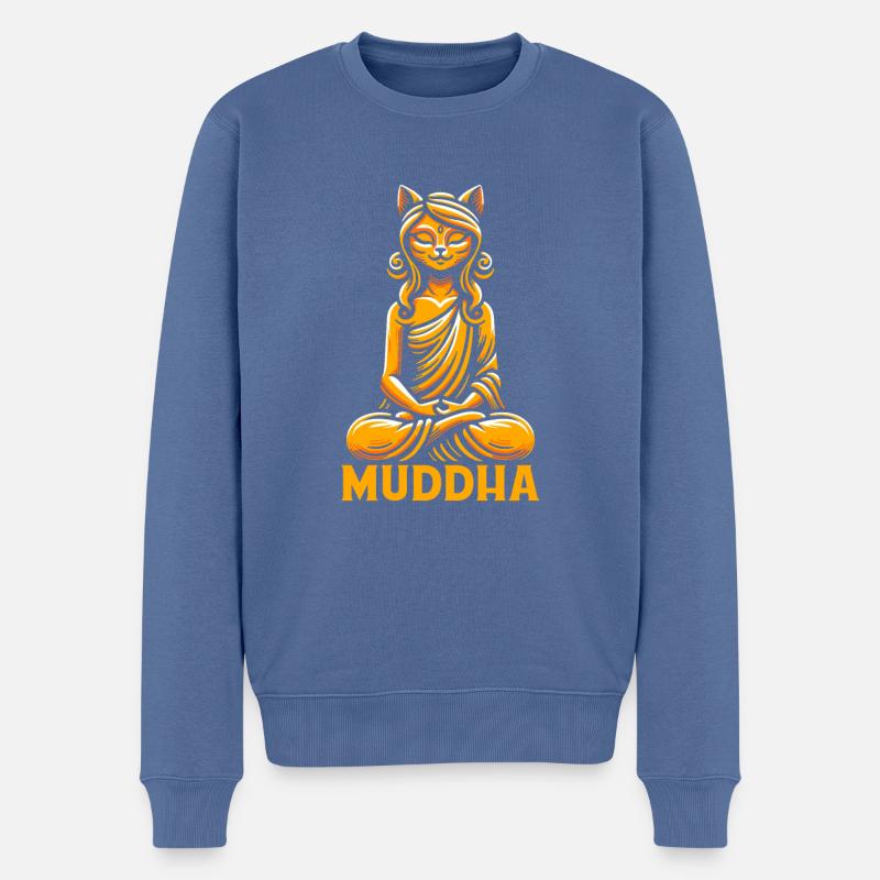 Mama Mutter Katzenbuddha Muddha - Männer Premium Bio Pullover - Taubenblau