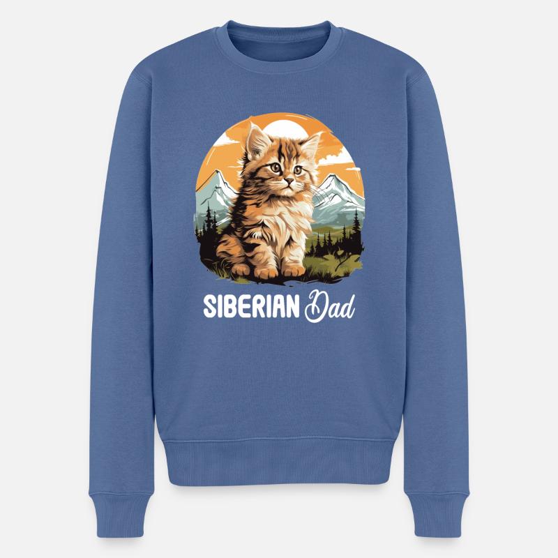 Chat Sibérien Sibirische Katze - Pull Premium bio Homme - bleu pigeon