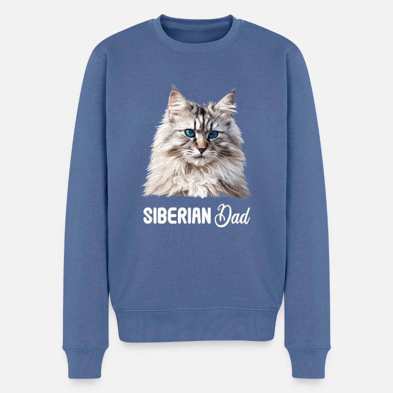 Chat sibérien Sibirische Katze - Pull Premium bio Homme - bleu pigeon
