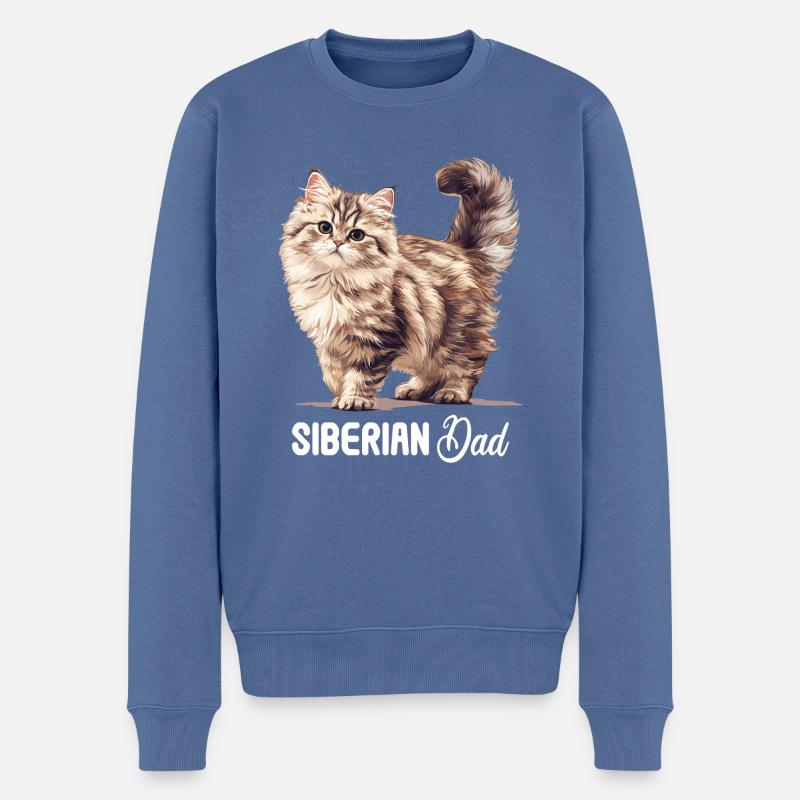 Chat Sibérien Sibirische Katze - Pull Premium bio Homme - bleu pigeon