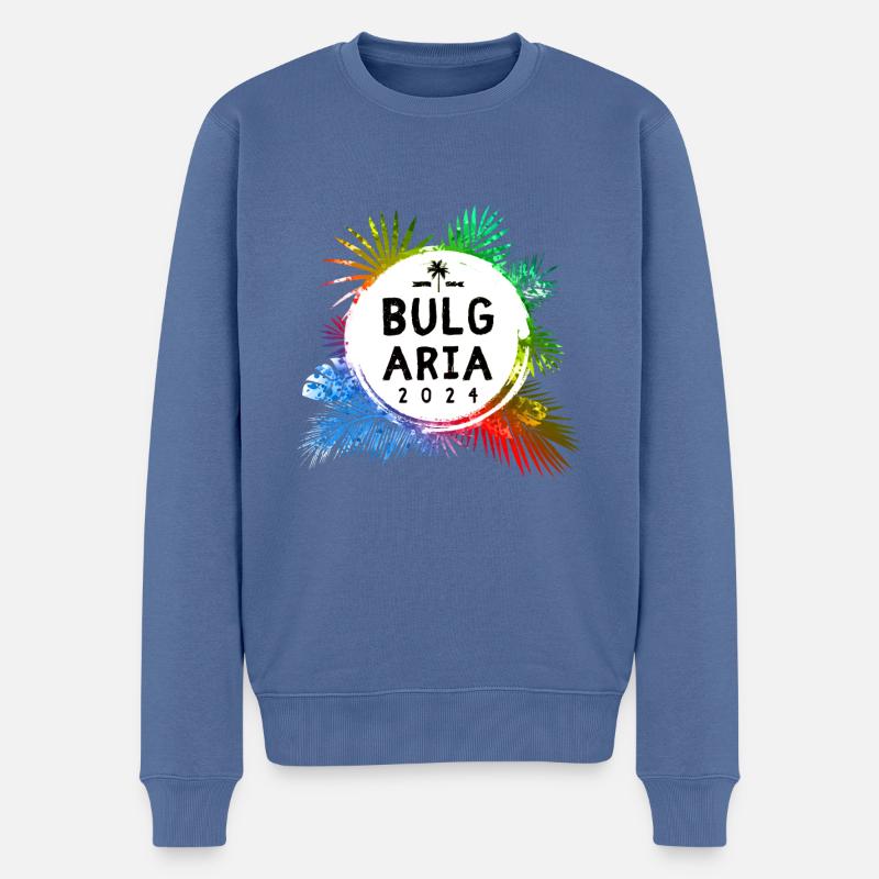 Bulgarien 2024 Bunt - Männer Premium Bio Pullover - Taubenblau