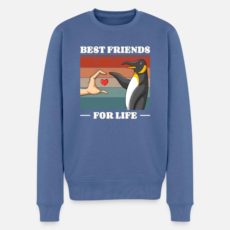 Rétro Pingouin Amant Ami Pingouins - Pull Premium bio Homme - bleu pigeon
