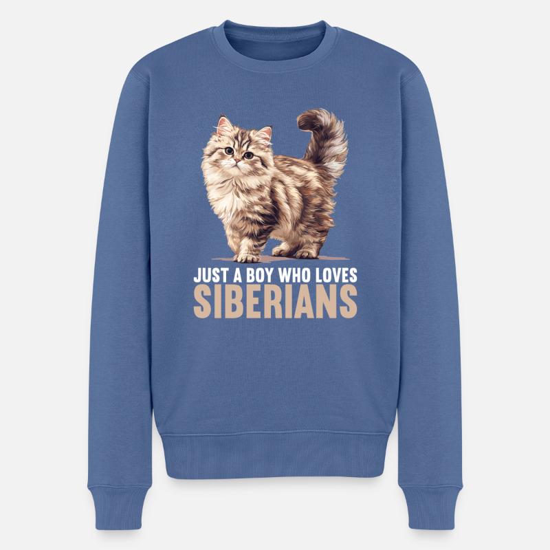 Chat Sibérien Sibirische Katze - Pull Premium bio Homme - bleu pigeon