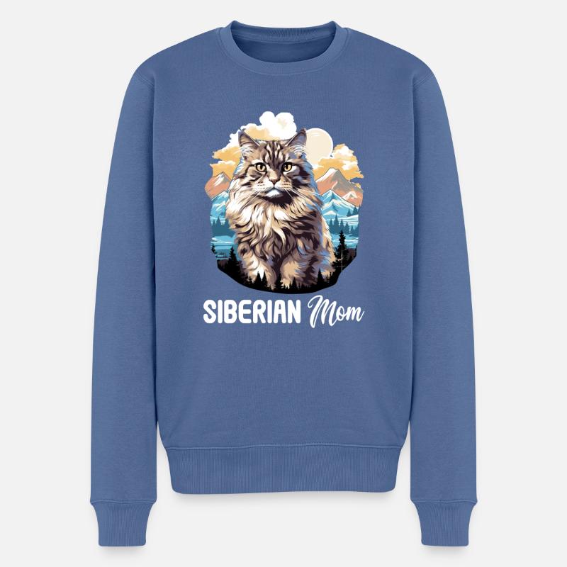 Chat Sibérien Sibirische Katze - Pull Premium bio Homme - bleu pigeon