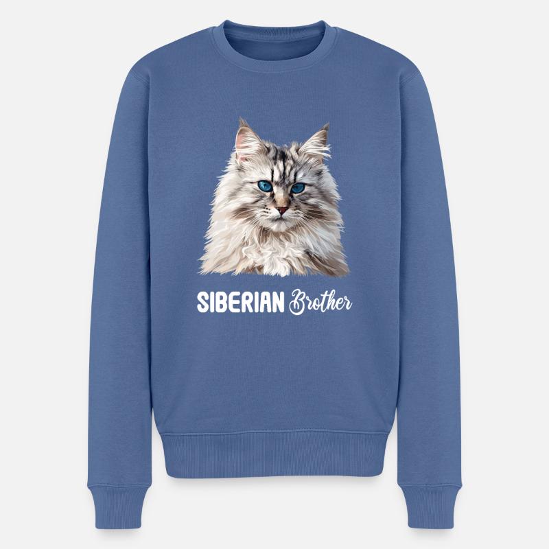 Chat Sibérien Sibirische Katze - Pull Premium bio Homme - bleu pigeon