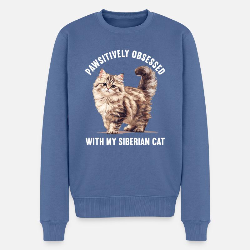 Chat Sibérien Sibirische Katze - Pull Premium bio Homme - bleu pigeon