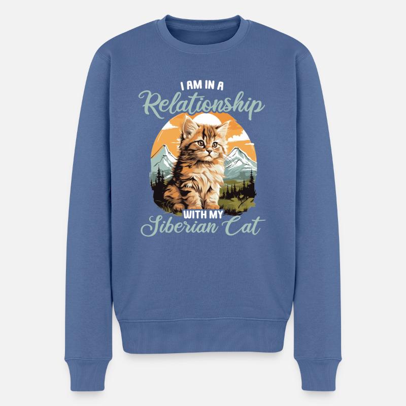 Chat Sibérien Sibirische Katze - Pull Premium bio Homme - bleu pigeon