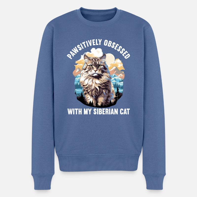 Chat Sibérien Sibirische Katze - Pull Premium bio Homme - bleu pigeon