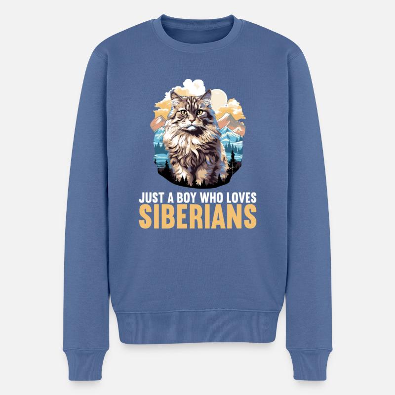 Chat Sibérien Sibirische Katze - Pull Premium bio Homme - bleu pigeon