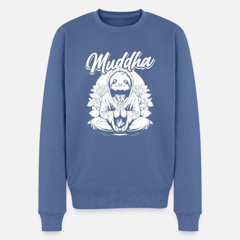 Mama Mutter Faultier Muddha Sunflower Buddha - Männer Premium Bio Pullover - Taubenblau
